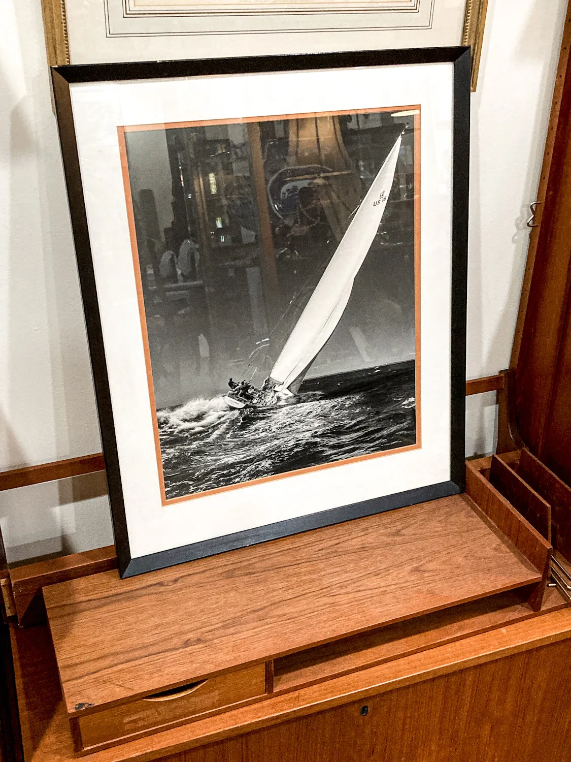 Vintage Stanley Rosenfeld Black & White Sailing Single Boat Framed Photograph