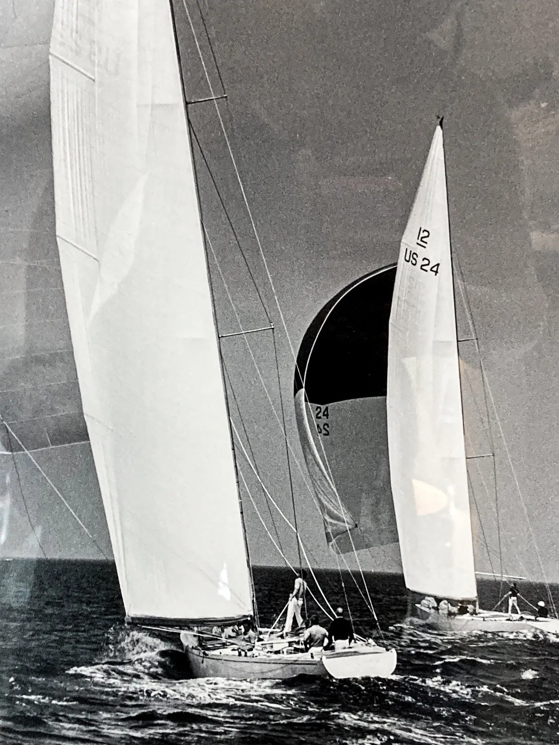 Vintage Stanley Rosenfeld Black & White Sailing Two Boat Framed Photograph