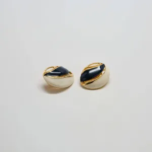 Vintage White and Navy Flourish Earrings