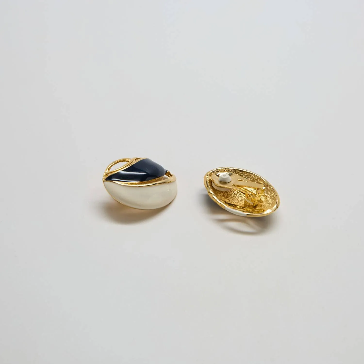 Vintage White and Navy Flourish Earrings