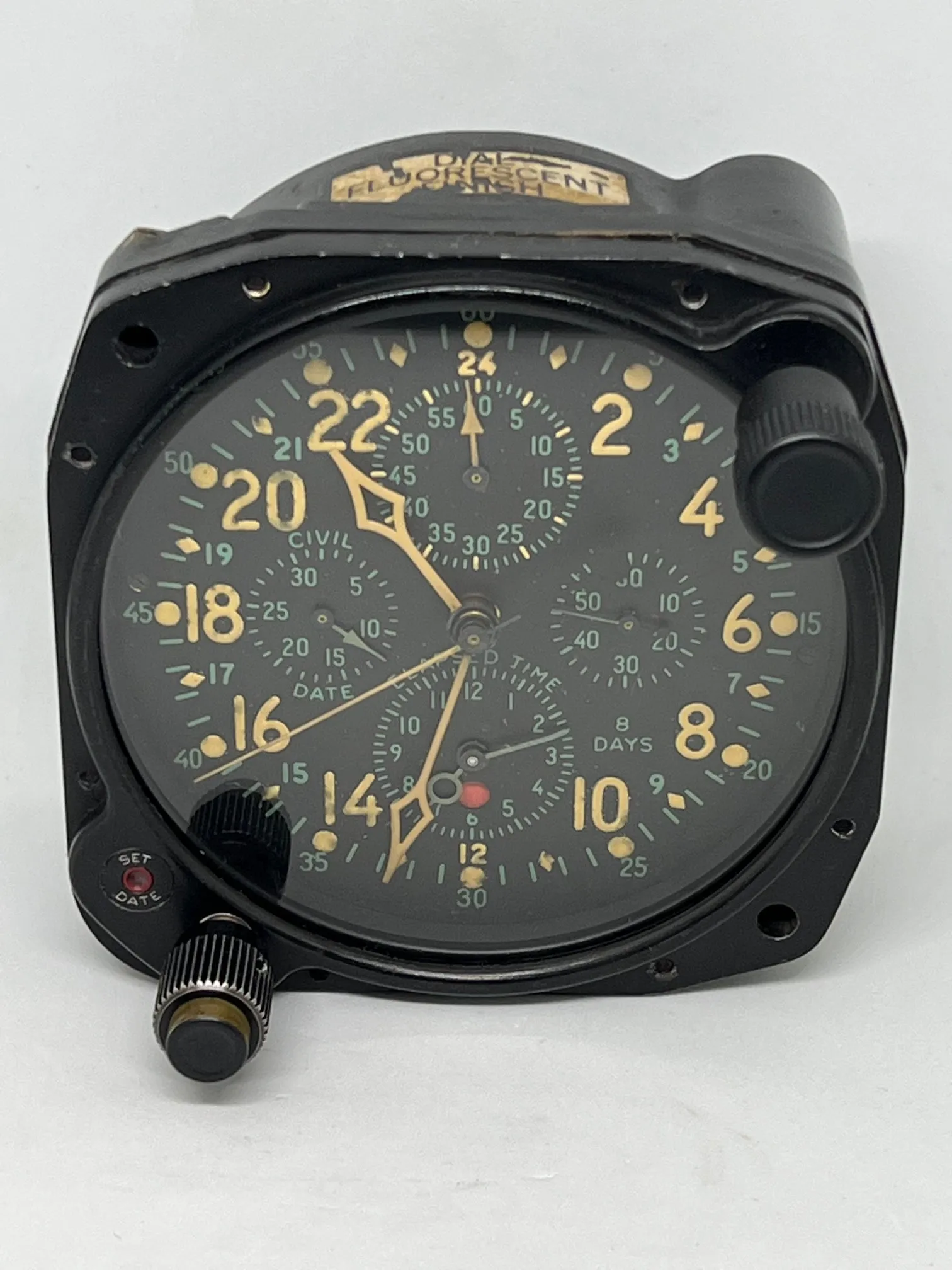 Vintage WW2 Military Hamilton 37500 Aircraft Dash Clock