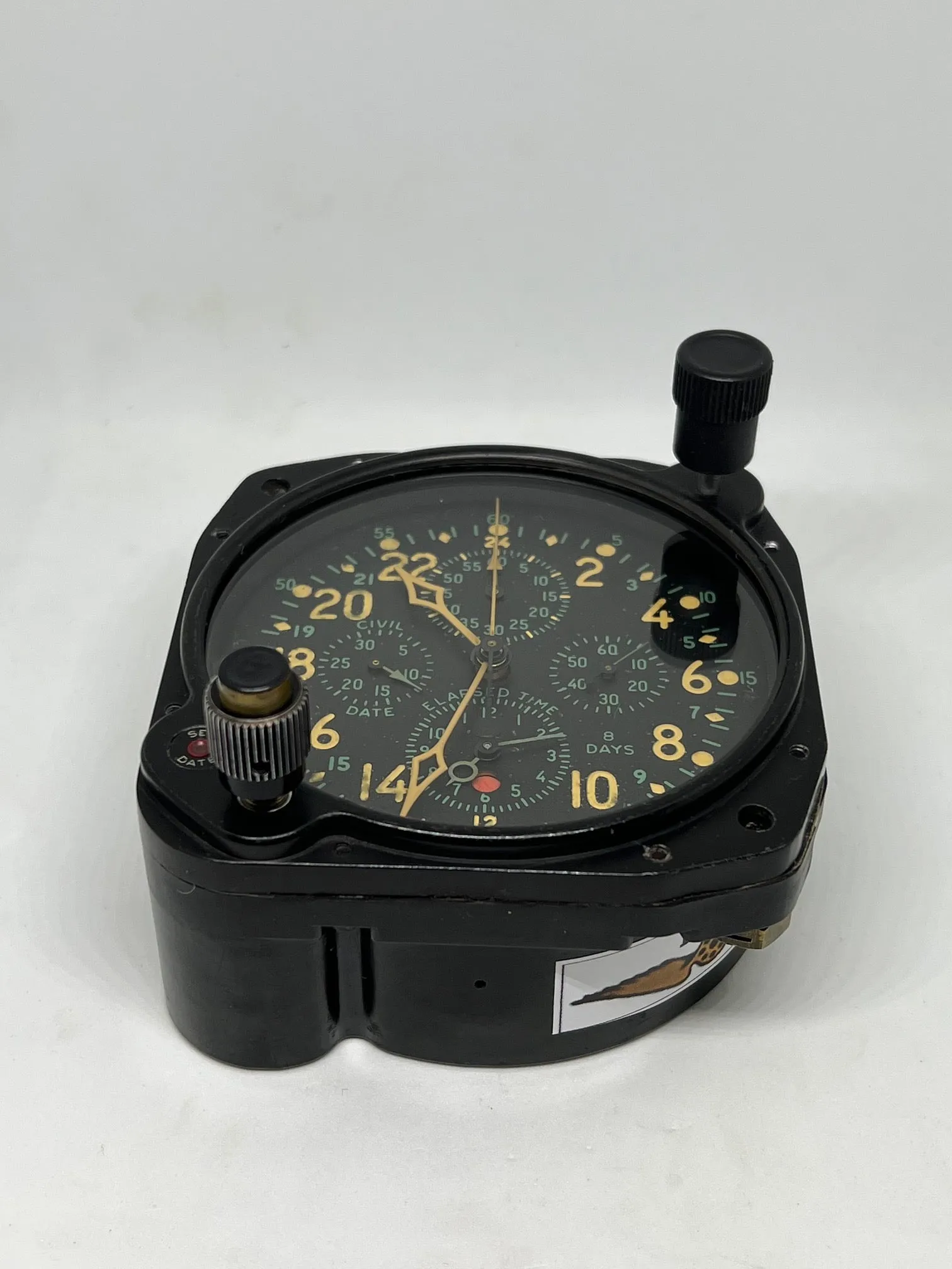 Vintage WW2 Military Hamilton 37500 Aircraft Dash Clock