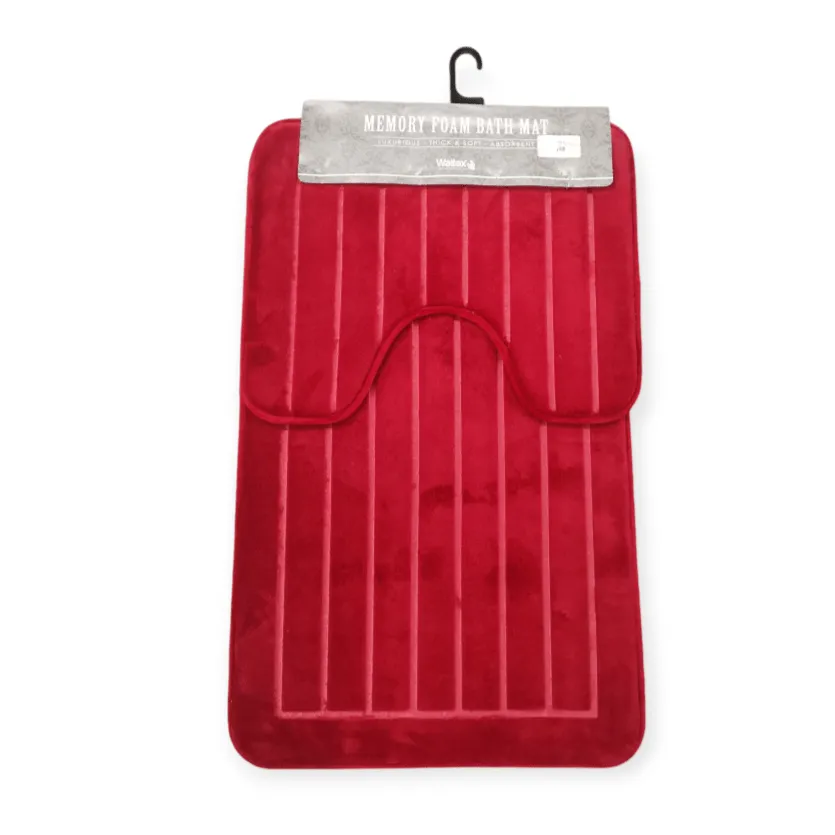 Waltex 2 Piece Memory Foam Bath Mat Set Cherry MEMO142C