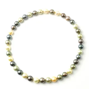 Warm Tahitian Pearls with Tahitian Pearl and Diamond and Zircon Gemstone Clasp