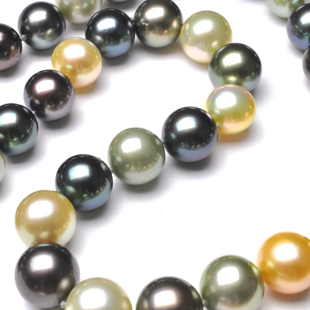 Warm Tahitian Pearls with Tahitian Pearl and Diamond and Zircon Gemstone Clasp