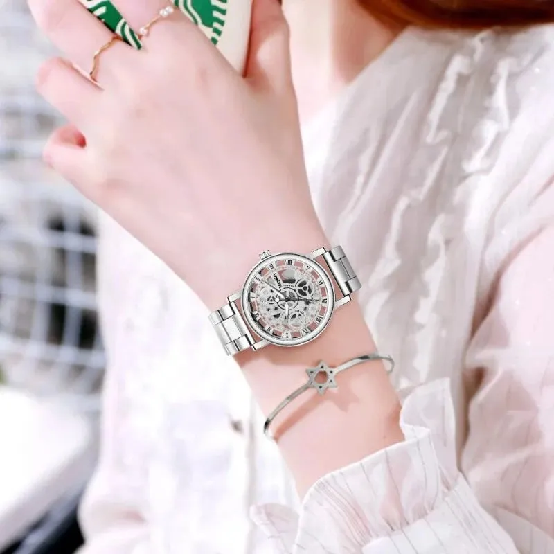 Women Skeleton Mechanical Watch Quartz WristWatche For Women