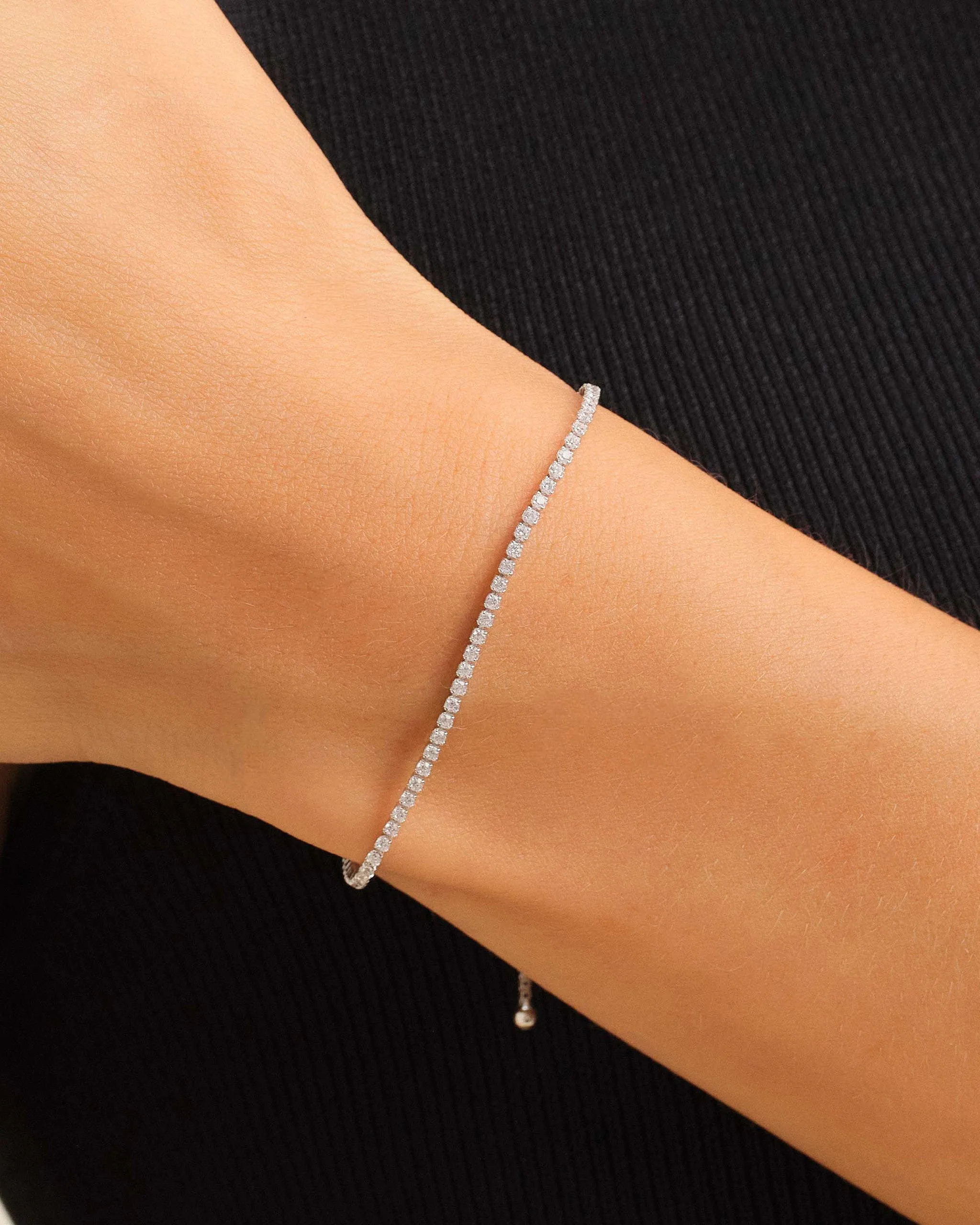Women's Adjustable Tennis Bracelet - Silver
