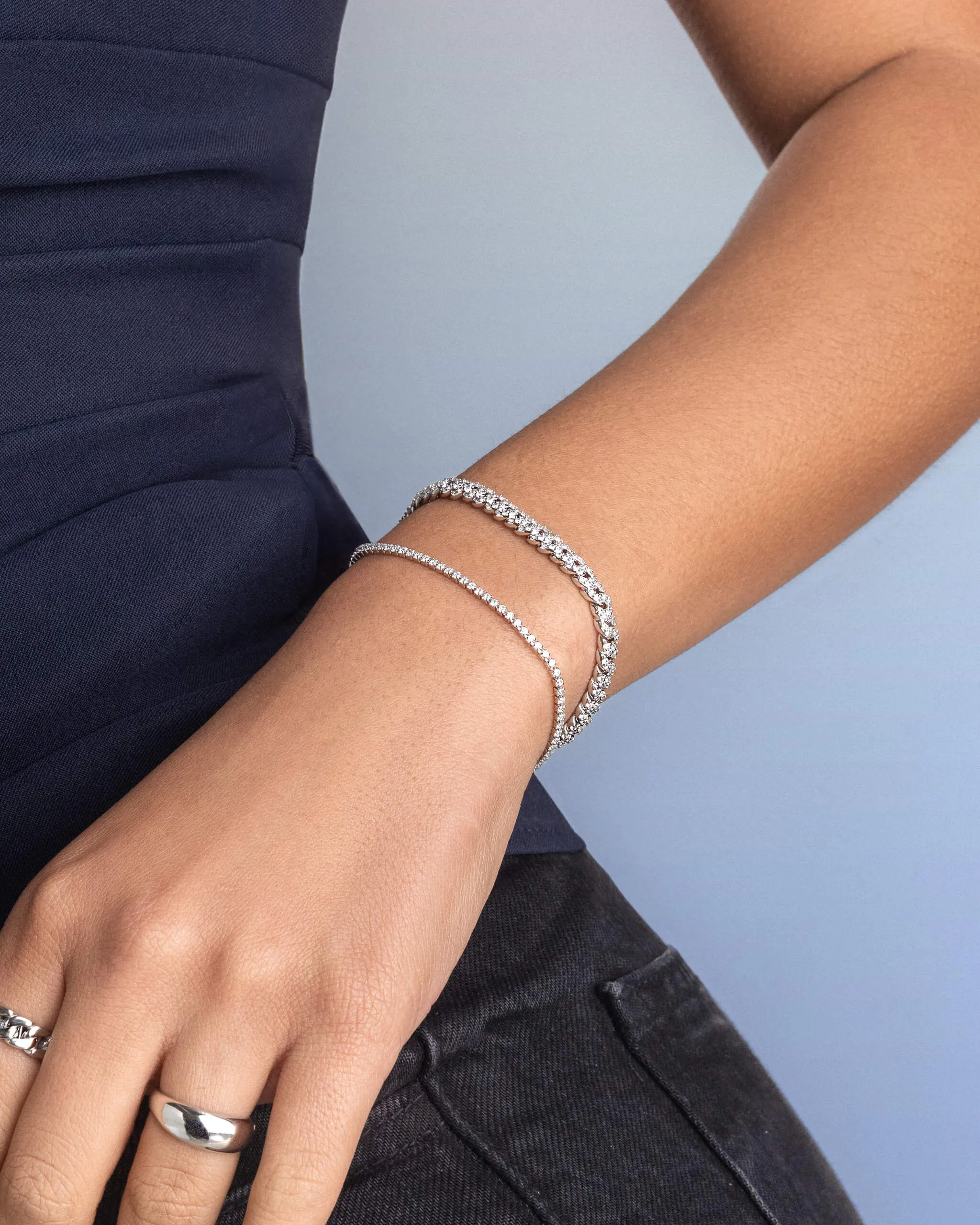 Women's Adjustable Tennis Bracelet - Silver