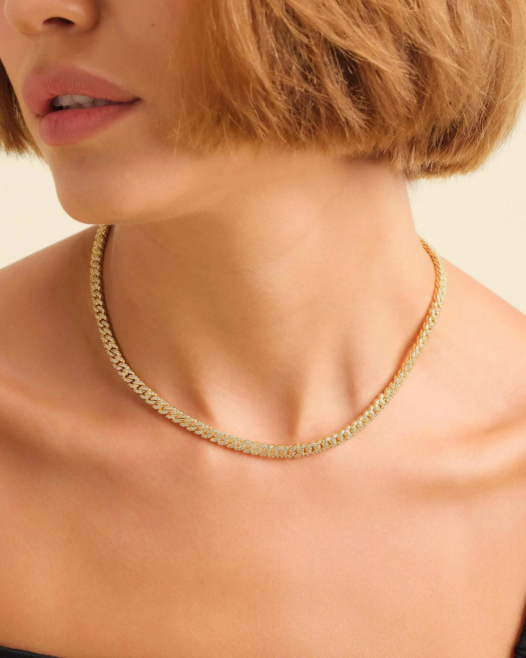 Women's Iced Out Cuban Set - Gold