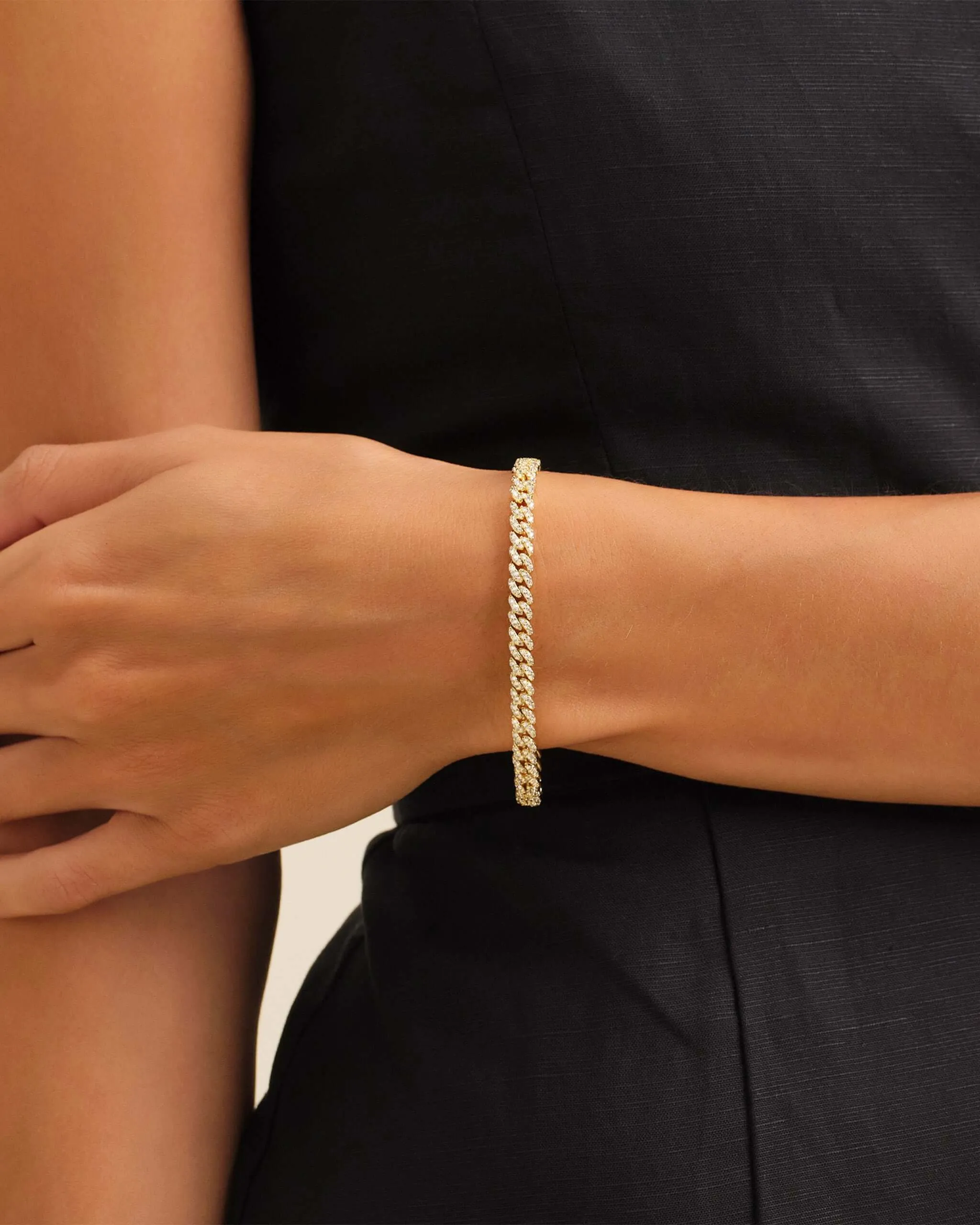 Women's Iced Out Cuban Set - Gold