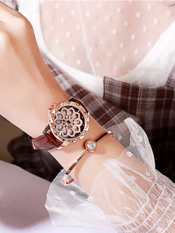 Women's Watch Diamond flower pattern watch dial Women's clothing watch