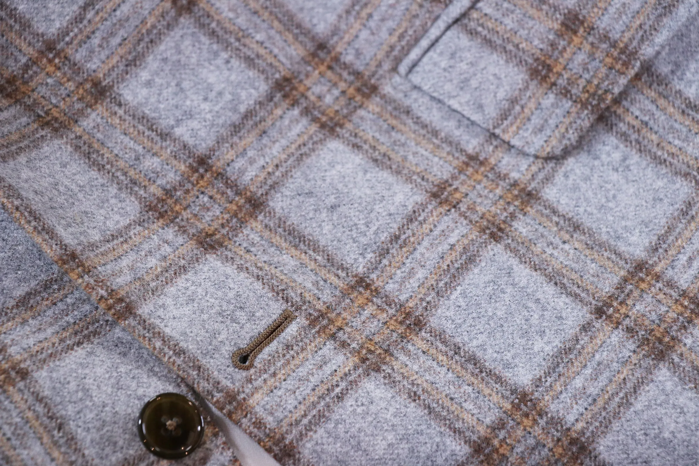 Wool & Cashmere Plaid Sportcoat in Grey & Tan