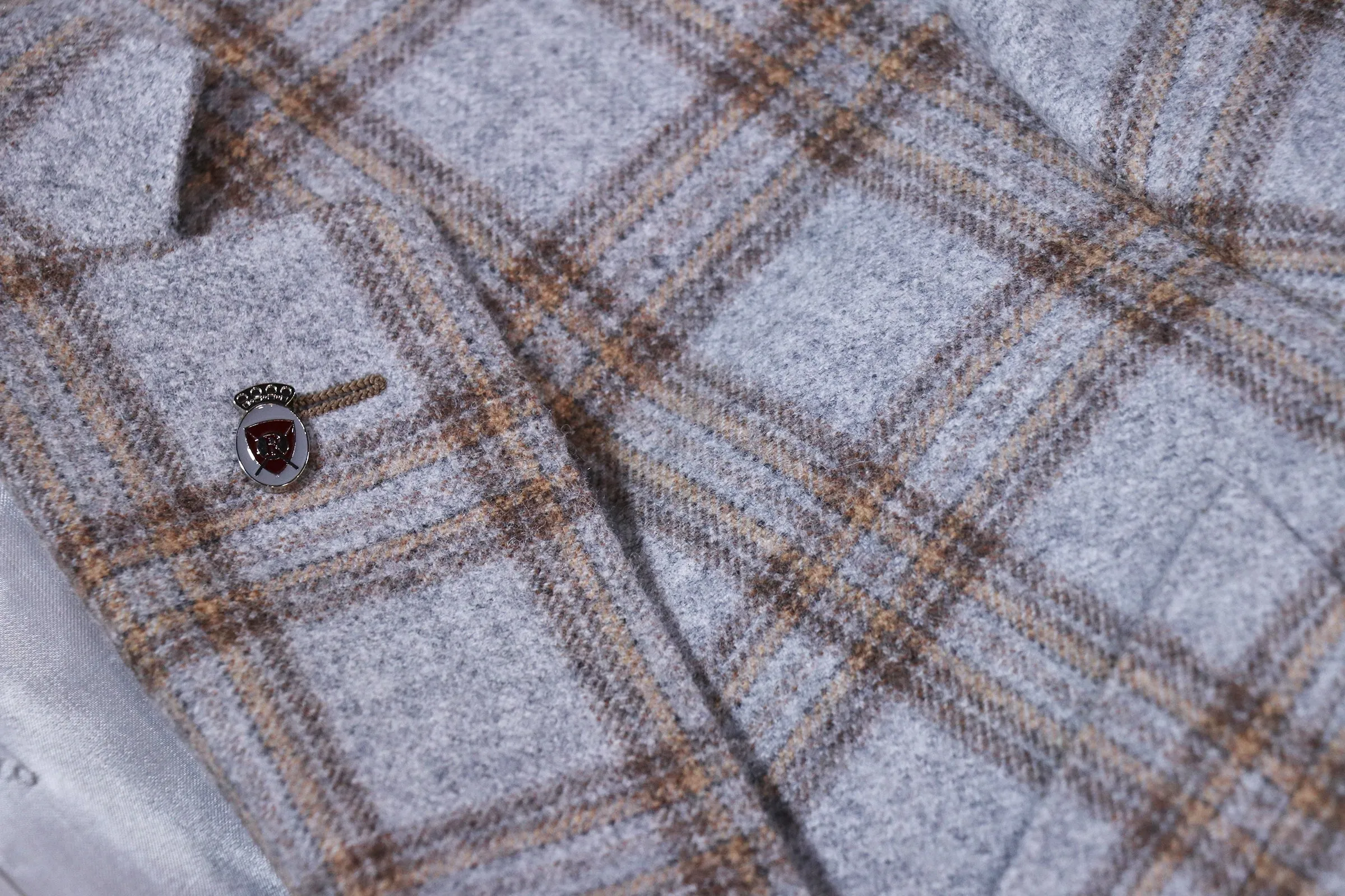 Wool & Cashmere Plaid Sportcoat in Grey & Tan