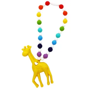 Yellow Rainbow Giraffe Baby Carrier Teether Toy