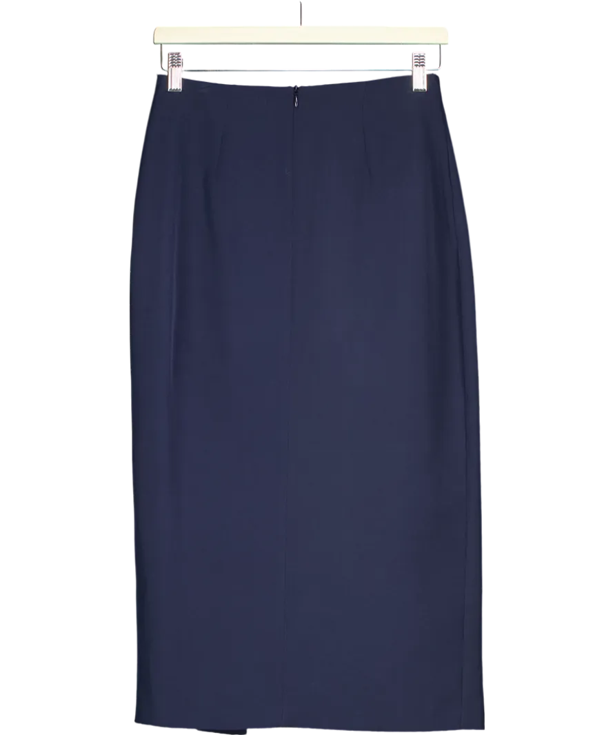 ZARA Blue Skirt With Jewelled Embellished Buttons UK XS